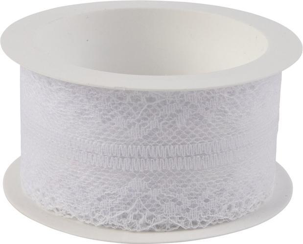 Geschenkband - Spitze - ca. 200 x 4 cm - weiss (Geschenktüte, 1 x)