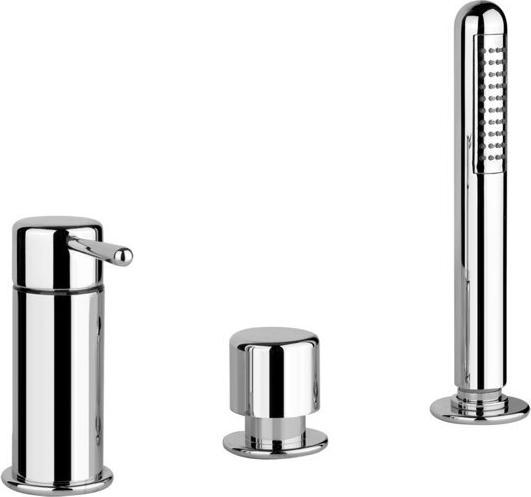 Actual product image Gessi Goccia three-hole bath rim mixer, diverter for separate bath spout, metal shower hose without