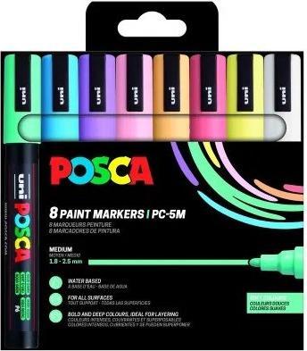 Image du produit Posca Marker UNI PC-5M 8er Set soft col (Multicolore, 2.50 mm, 8 x)