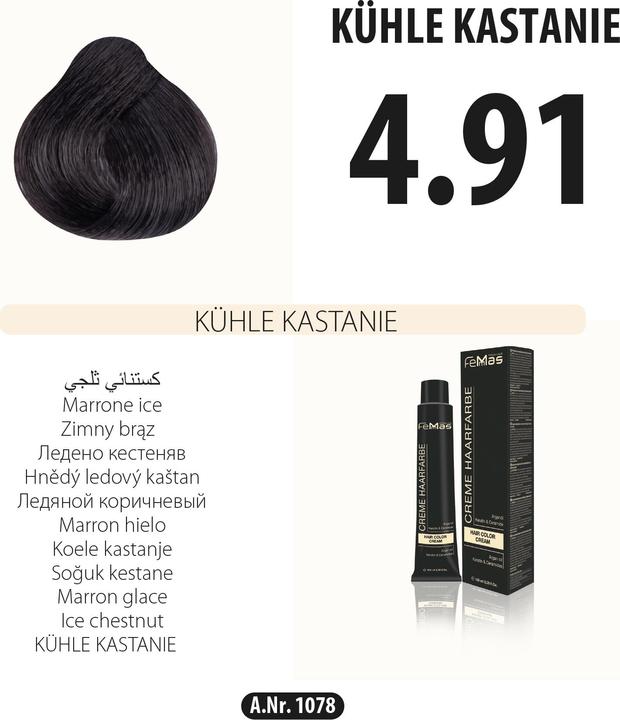 Image du produit FemMas (4.91) Coloration pour cheveux brun moyen or 100ml (4-91 brun moyen or)