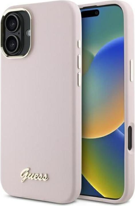 Produktbild Guess GUHCP16MSMBSLP iPhone 16 Plus 6.7" różowy/pink hardcase Silicone Script Metal Logo & Frame