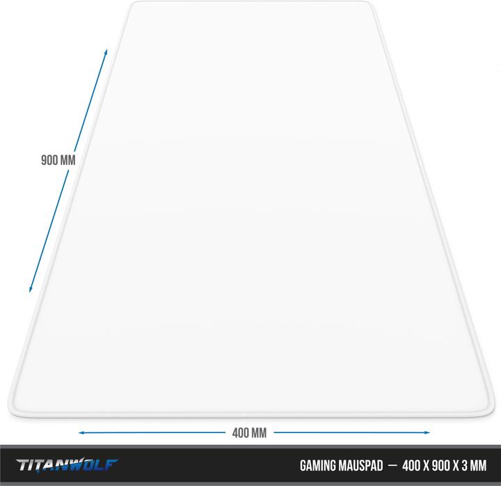 Actual product image Titanwolf Gaming Mouse Pad, XXL Speed Gaming Mouse Mat / Extra large surface of 900 x 400mm, white (XXL)