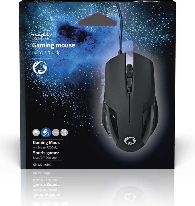 Actual product image Nedis Gaming Mouse | Wired | 1200 / 2400 / 4800 / 7200 dpi | Adjustable DPI | Number of buttons: 6 (Cable)
