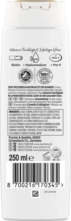 Produktbild Pantene Shampoo Miracles Hydra Glow 250 ml (250 ml, Flüssiges Shampoo)
