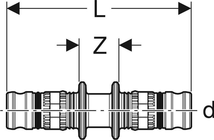 Actual product image Geberit Mepla press fitting coupling plastic 63 mm 627.505.00.5 (Press connection)