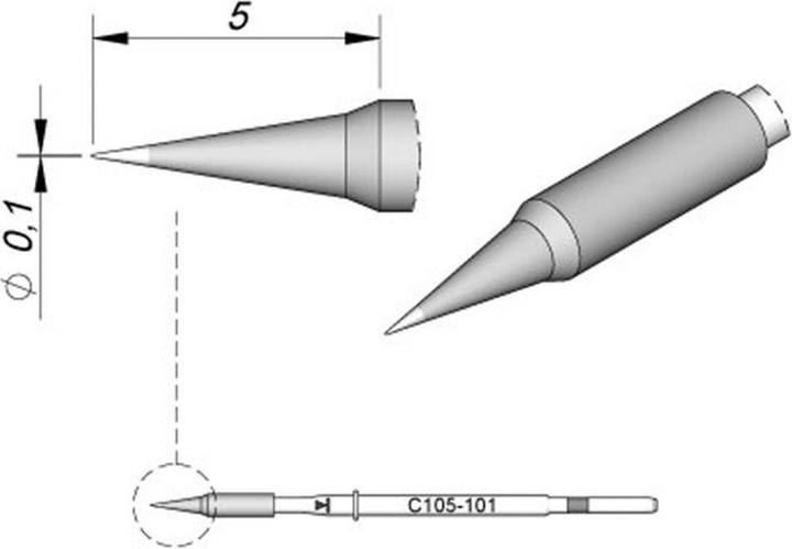 Actual product image JBC Tools C115103 Soldering tip round shape, straight Tip size 0.3 mm Contents 1 pc. (Soldering tip)