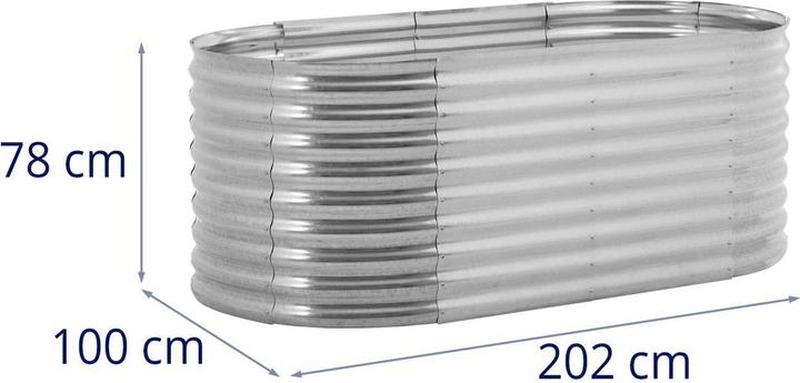 Immagine prodotto Uniprodo Fioriera rialzata in metallo - Ovale - 202 x 78 x 100 cm - Acciaio