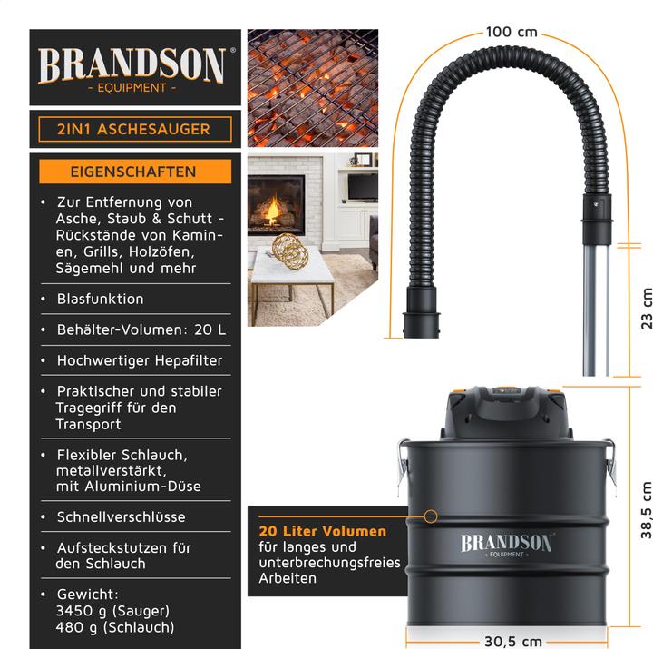 Immagine prodotto Brandson Aspiratore per ceneri (Aspirapolvere cenere)