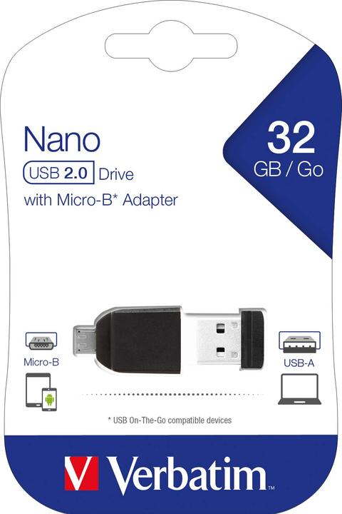 Produktbild Verbatim Nano inkl. OTG Adaptor (32 GB, USB-A)