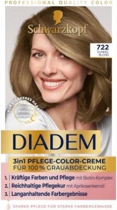 Immagine prodotto Schwarzkopf Diadem, Crema Colorante 3in1, Tintura per capelli 722 Biondo Scuro, 1 pz. (722 Biondo scuro)