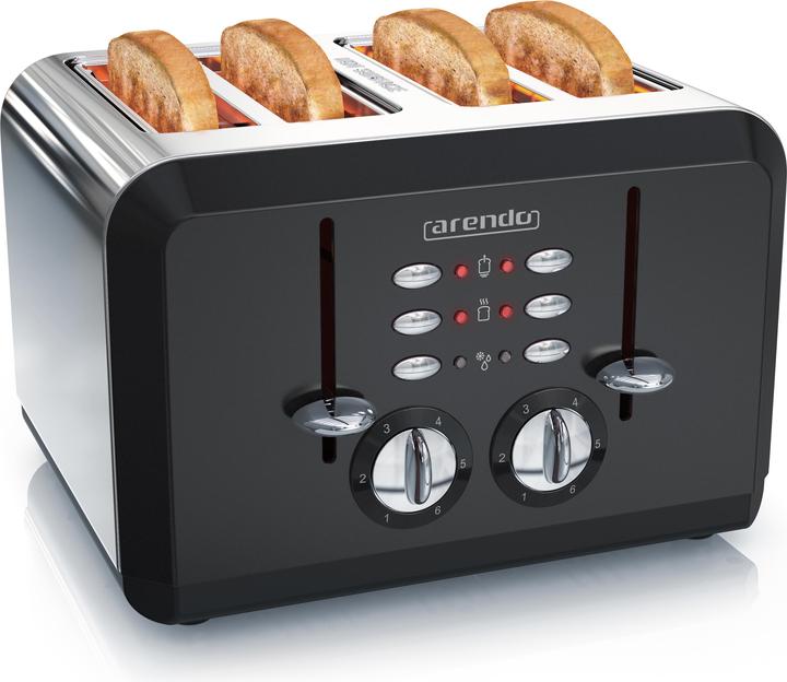 Produktbild Arendo Edelstahl Toaster 4 Scheiben, Automatik, Edelstahl, Wärmeisolierendes Doppelwandgehäuse, schwarz