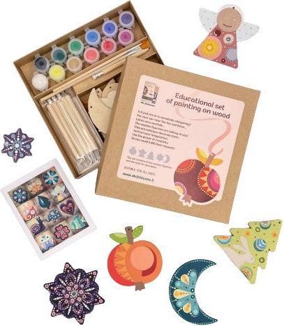 Produktbild Activity Board DIY Dotting Ornament Bastelset, Holzmalerei Set für Kinder, Satz von fünf Formen und Färbung