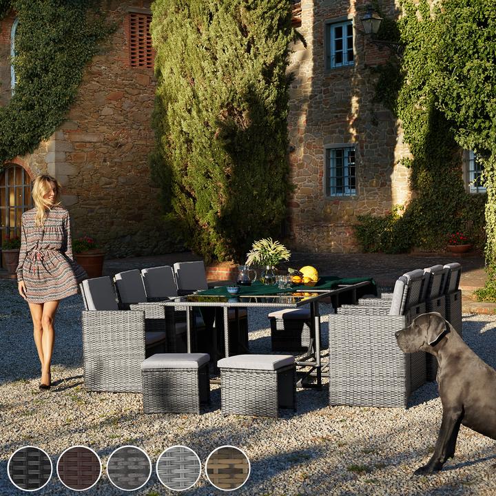 Immagine prodotto tectake Set da giardino in rattan Palma, 8+4+1, variante 2