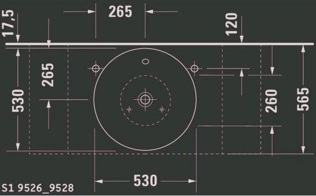 Image du produit Duravit Vasque à poser STARCK 1 m ÜL o HLB sans trou pour robinet d= 530mm blanc (530 mm, 530 mm)
