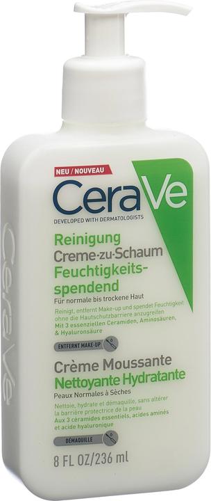 CeraVe Creme-zu-Schaum Reinigung für normale bis trockene Haut (Schaum, Waschcrème, 236 ml)