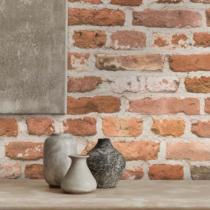 Produktbild A.S. Création Steintapete Tapete Steinoptik 3D Vliestapete Backstein Rot Beige für Wohnzimmer