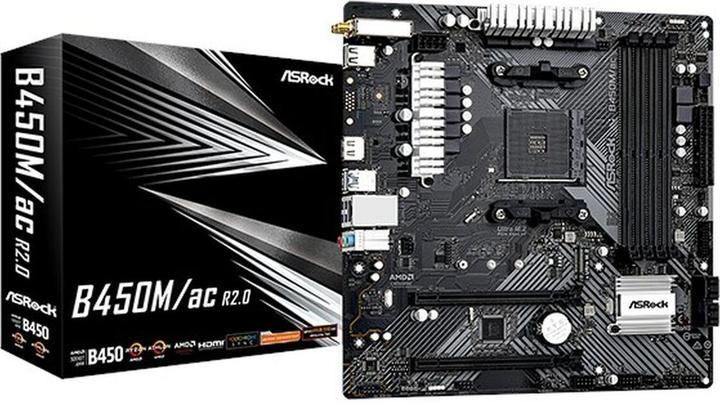 Actual product image AsRock Mainboard B450M/AC R2.0 (AM4, AMD B450, mATX)