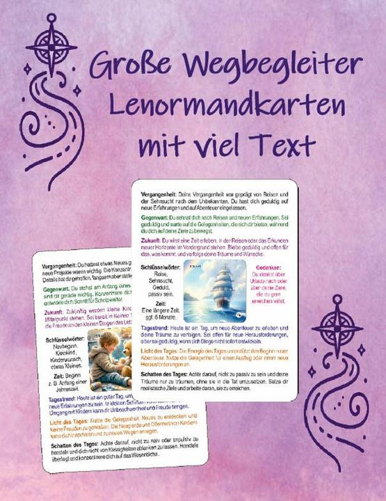 Produktbild Grosse Wegbegleiter Lenormandkarten mit viel Text (Deutsch, Angelina Schulze, 2024)