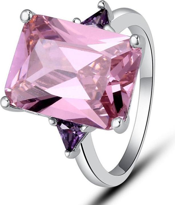 Hermex versilberter Ring mit Pink Topas - Gr. 58 / Size 8 (58)