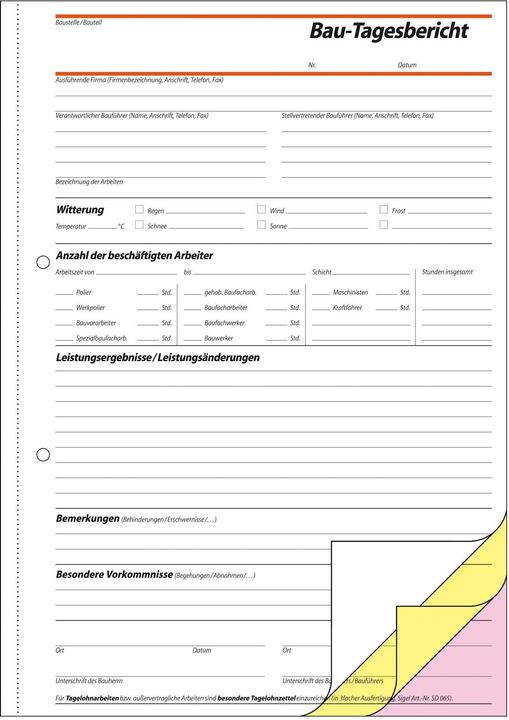 Actual product image Sigel Construction diary Paper format: DIN A4 Number of sheets: 3 x 40 sheets. (40 x)