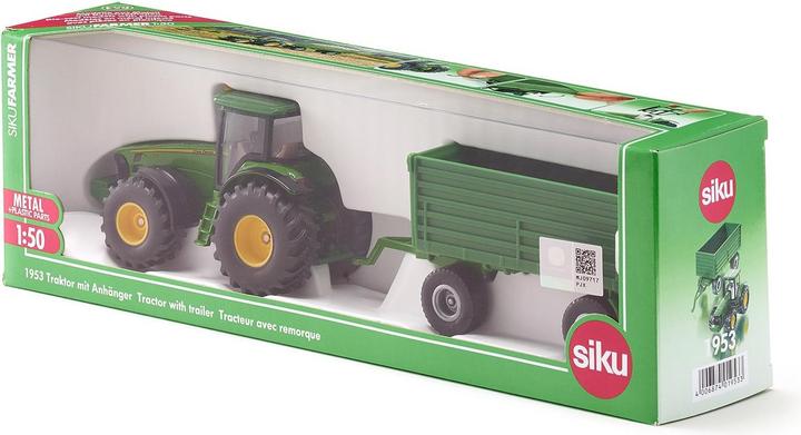 Actual product image Siku John Deere tractor with trailer