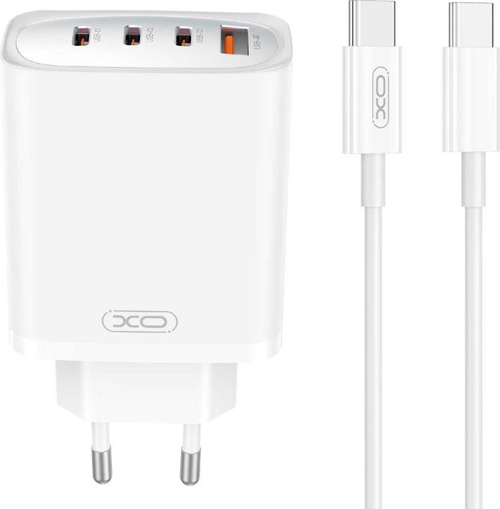 Produktbild xO Wandladegerät CE23 PD 65W 3x USB-C 1x USB weiss + Kabel USB-C - USB-C (65 W)