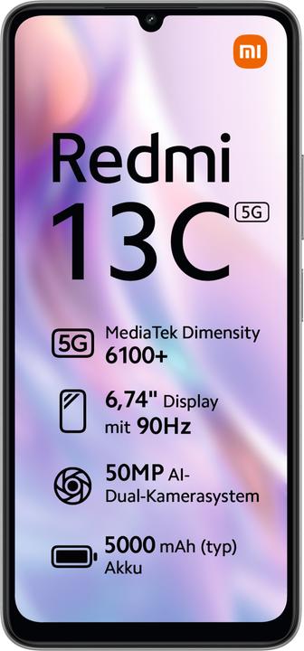 Image du produit Xiaomi Redmi 13C 5G (128 Go, Starry Silver, 6.74", Double SIM, 50 Mpx, 5G)