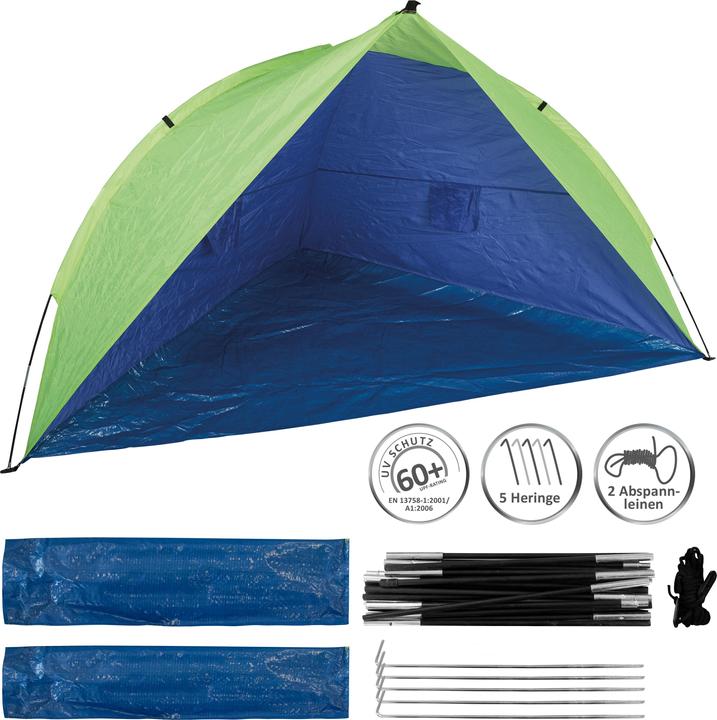 Actual product image Idena 40000 - Beach awning UV protection 60+, approx. 2.4 x 1.25 x 1.25 m, lightweight and compact for (beach tent)