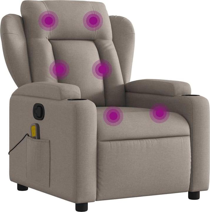 Immagine prodotto VidaXL Poltrona massaggiante in tessuto taupe,Colore: Taupe,Materiale: Tessuto (100