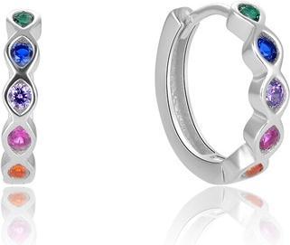 Beneto Round silver earrings with colored zircons AGUC2696
