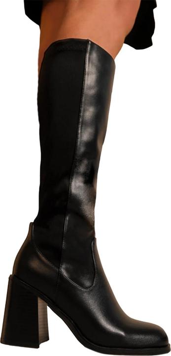 Actual product image Where's That From Womens/Ladies Zhuri PU Side Zip Stretch Medium Block Heel Knee-High Boots (36)