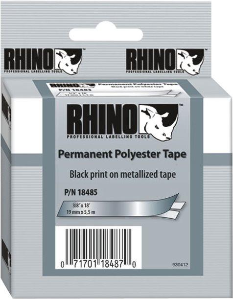 Dymo RHINO Permanent Polyester Etiketten erstellendes Band (0.90 cm, Silber)