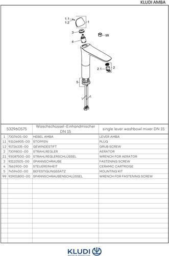 Produktbild Kludi Waschschüssel-Einhandmischer AMBA DN 15 chrom