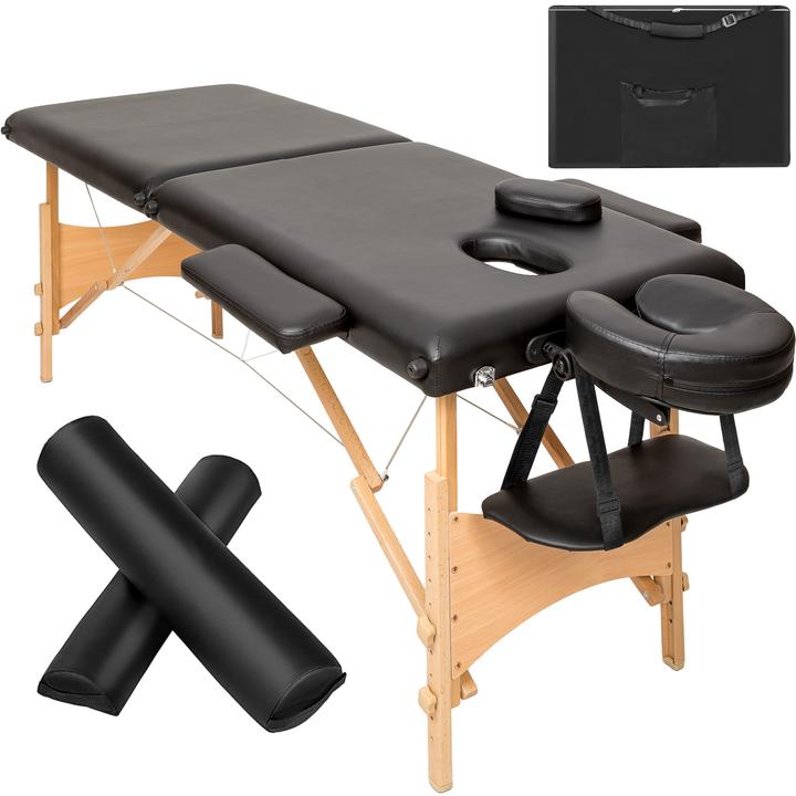 tectake 2 Zonen Massageliege-Set Freddi mit 5cm Polsterung, Rollen und Holzgestell