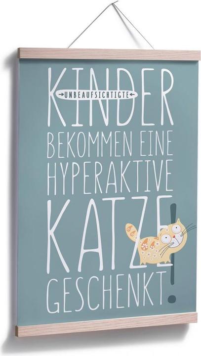 Actual product image Trenddeko Unsupervised children are given a hyperactive cat. (80 x 120 cm)