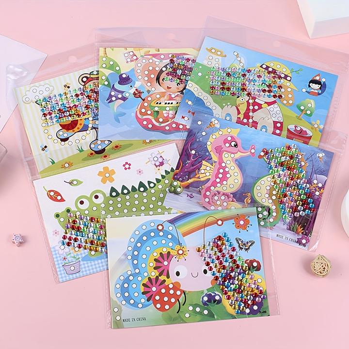 Produktbild Activity Board 10 Stück Whimsical DIY Diamond Sticker - bunte Einhorn-, Regenbogen- und Blumenmotive mit