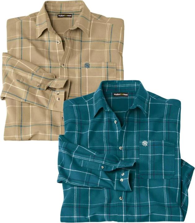Atlas For Men Mens Flannel Shirt (Pack of 2) (XXL)