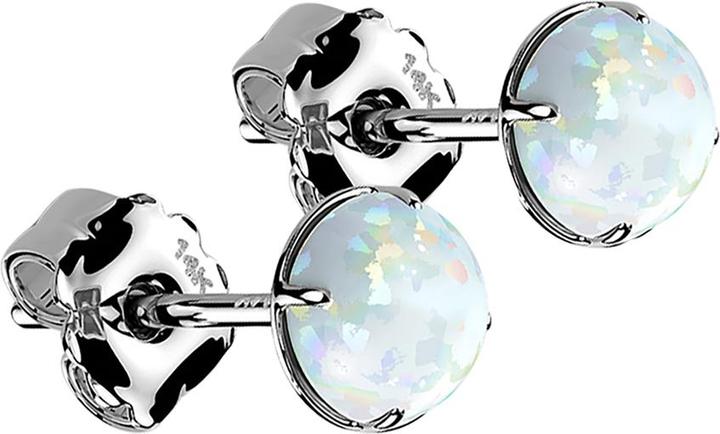 Star Piercing Ohrstecker 14k weissgold mit Opal weiss (14k Gold, ohne Messing)