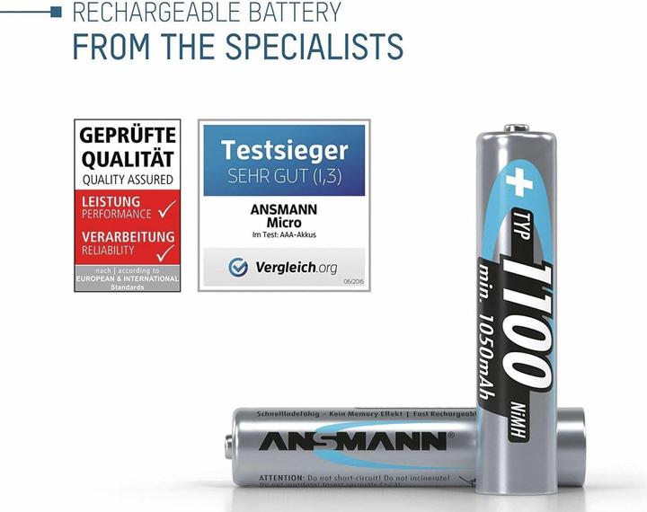 Actual product image Ansmann Micro (AAA) battery NiMH (4 pcs., AAA, 1050 mAh)