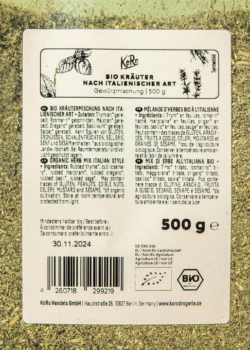 Produktbild KoRo Bio Kräuter nach italienischer Art (500 g)
