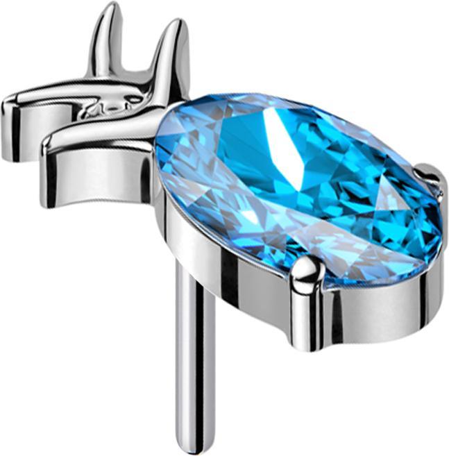 Star Piercing Threadless Ananas silber Kristall aqua (ohne Messing, Titan G23)