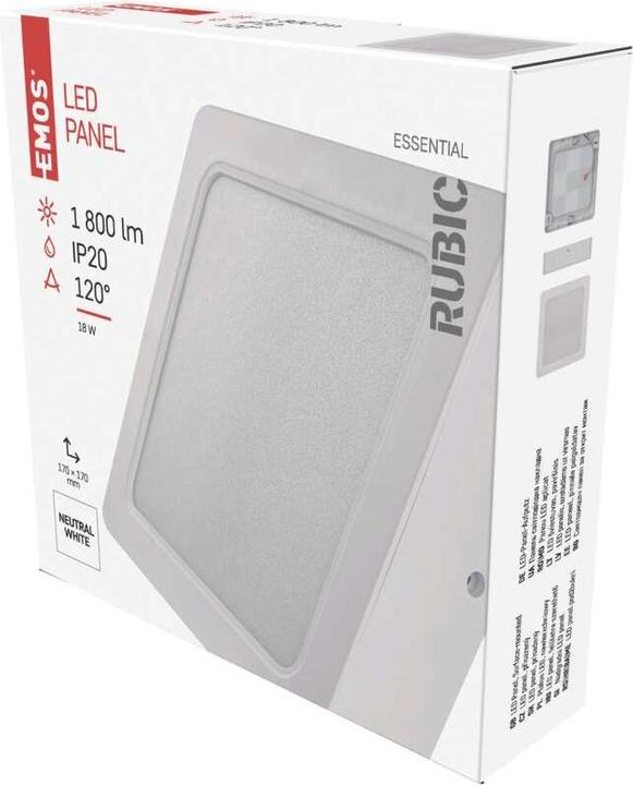 Produktbild Emos LED-Anbauleuchte RUBIC, quadratisch, weiss, 18W, neutralweiss (1800 lm)