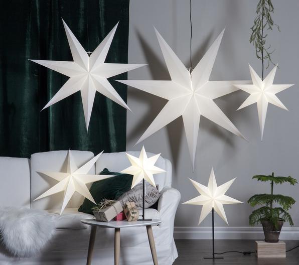 Actual product image Star Trading Paper star on base FROZEN white 34x55cm 1 LED E14