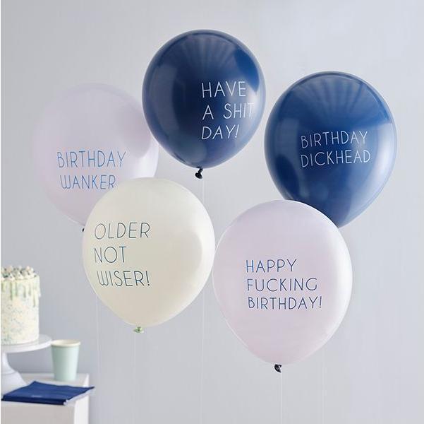 Produktbild Ginger Ray Ballons blau mit Sprüche (5 x)