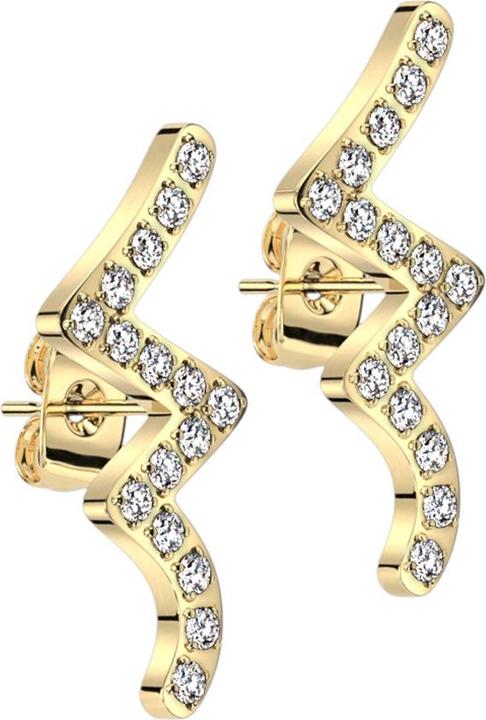 Star Piercing Ohrstecker vergoldet Welle mit Kristallen silber (ohne Messing, Chirurgenstahl 316L)