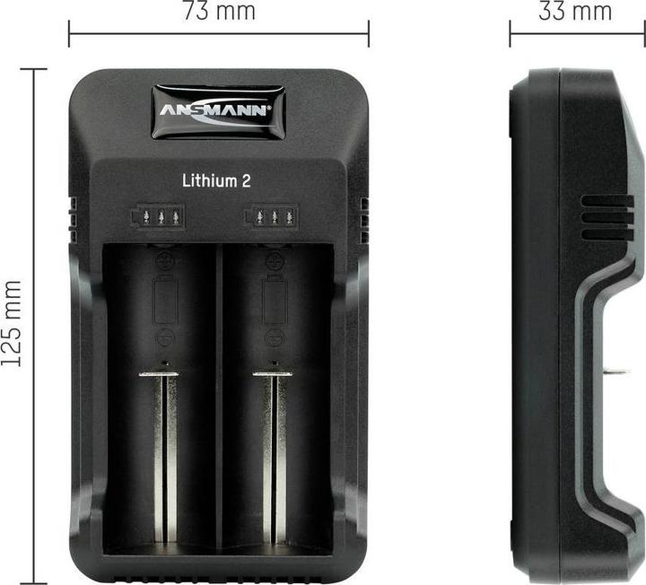 Actual product image Ansmann lithium 2 (1 pcs., 10, 14430, 14650, 16650, 17650, 18700, 21700, 22500, 26650, Chargers without battery)