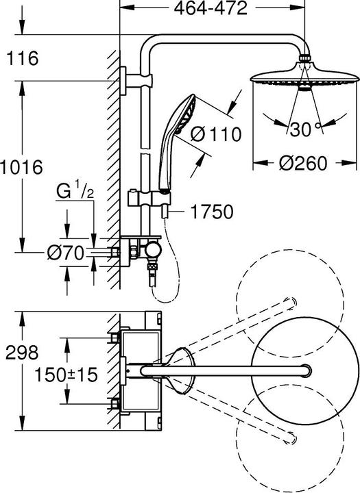 Actual product image Grohe Kopfbrausesystem Vitalio Joy 260