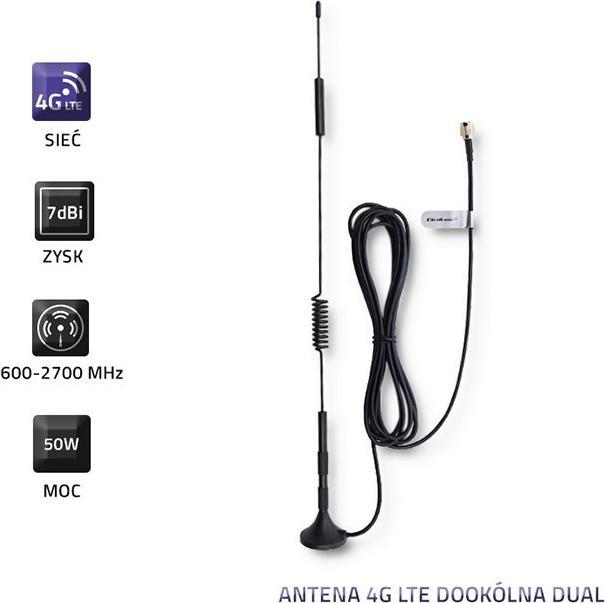 Actual product image Qoltec Omnidirectional Antenna 4G LTE DUAL 7dBI Indoor Outdoor (4G)