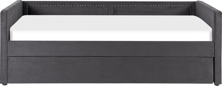 Actual product image Beliani Daybed extendable corduroy dark grey slatted frame 90 x 200 cm MIMIZAN (90 x 200 cm)