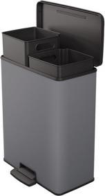 Image du produit Curver Deco Bin Duo Prullenbak - 26L+26L - Afvalscheiding - Rechthoekig - lichtgrijs
